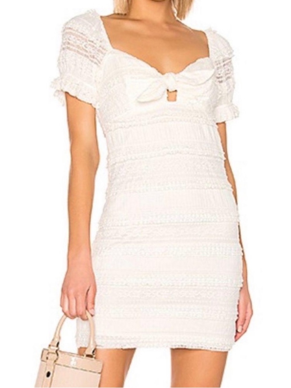 Show Me Your MuMu Ivory Tie-Front Mini Dress